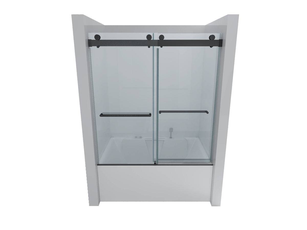 Top Rail Only, Stainless Steel Top Track With Buffer For Shower Door, 24D02P03 T60Mbx Matte Black Stainless Steel