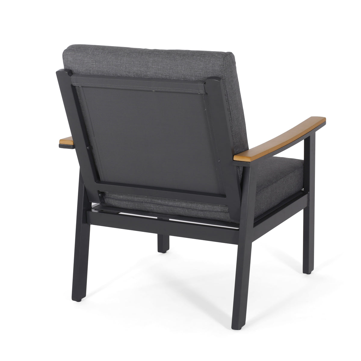 Sinclair 4Pc Chat Set Grey Metal Mesh Wood Fabric