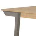 71 Inch Dining Table, Natural Brown Top, Farmhouse Style, Gray Flared Legs Brown Wood