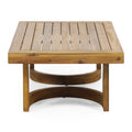 Outdoor Acacia Wood Loveseat And Coffee Table Set With Cushions, Teak, Beige Beige Brown Acacia Wood