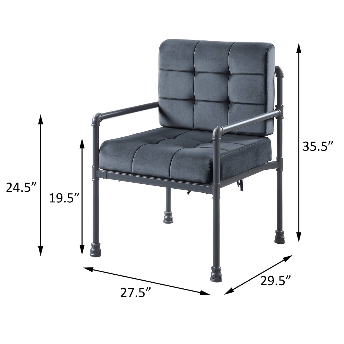 Grey And Sandy Grey Cushion Back Accent Chair Grey Primary Living Space Industrial Fabric Metal