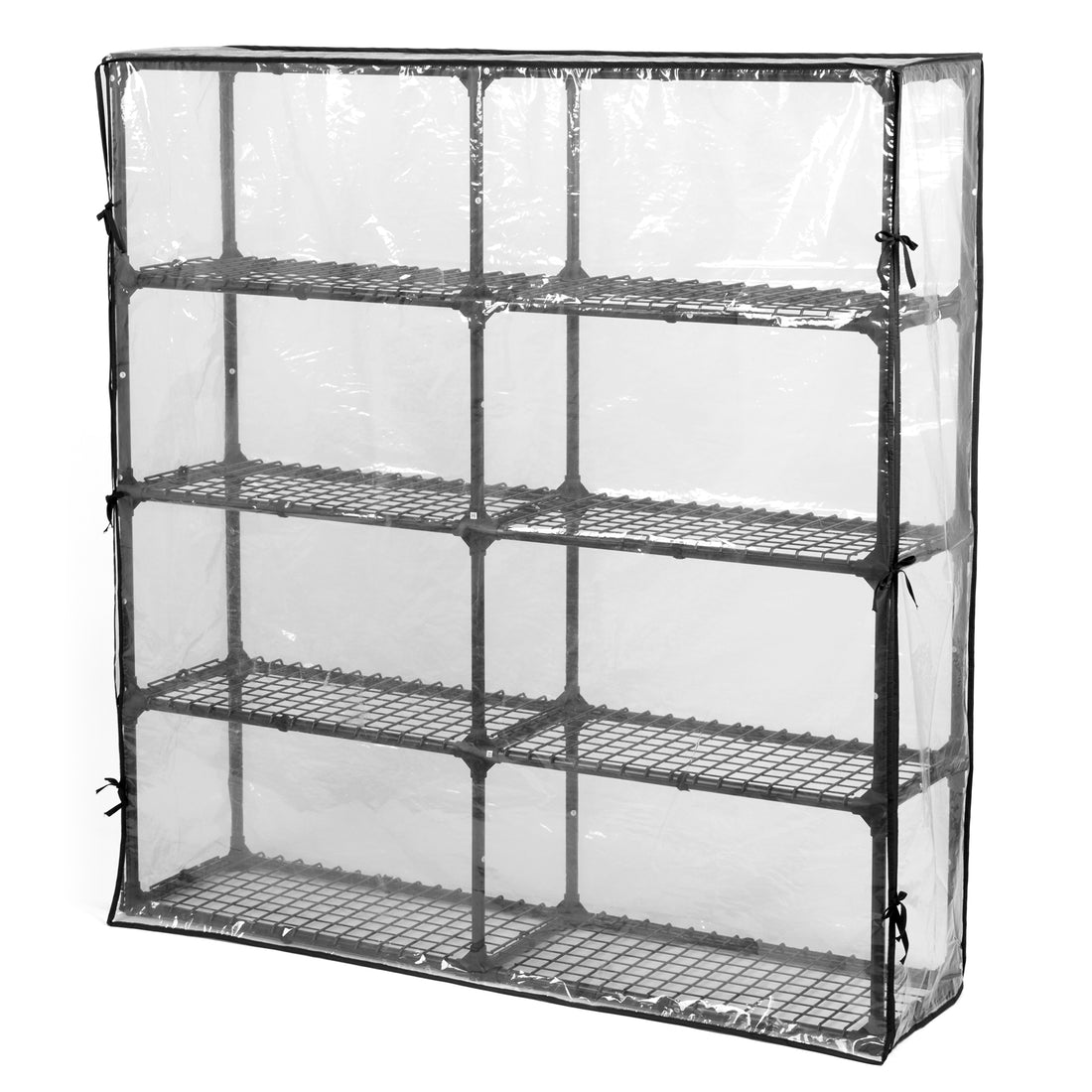 5 Shelf Wire Rack With Cover 2Pack Black Steel