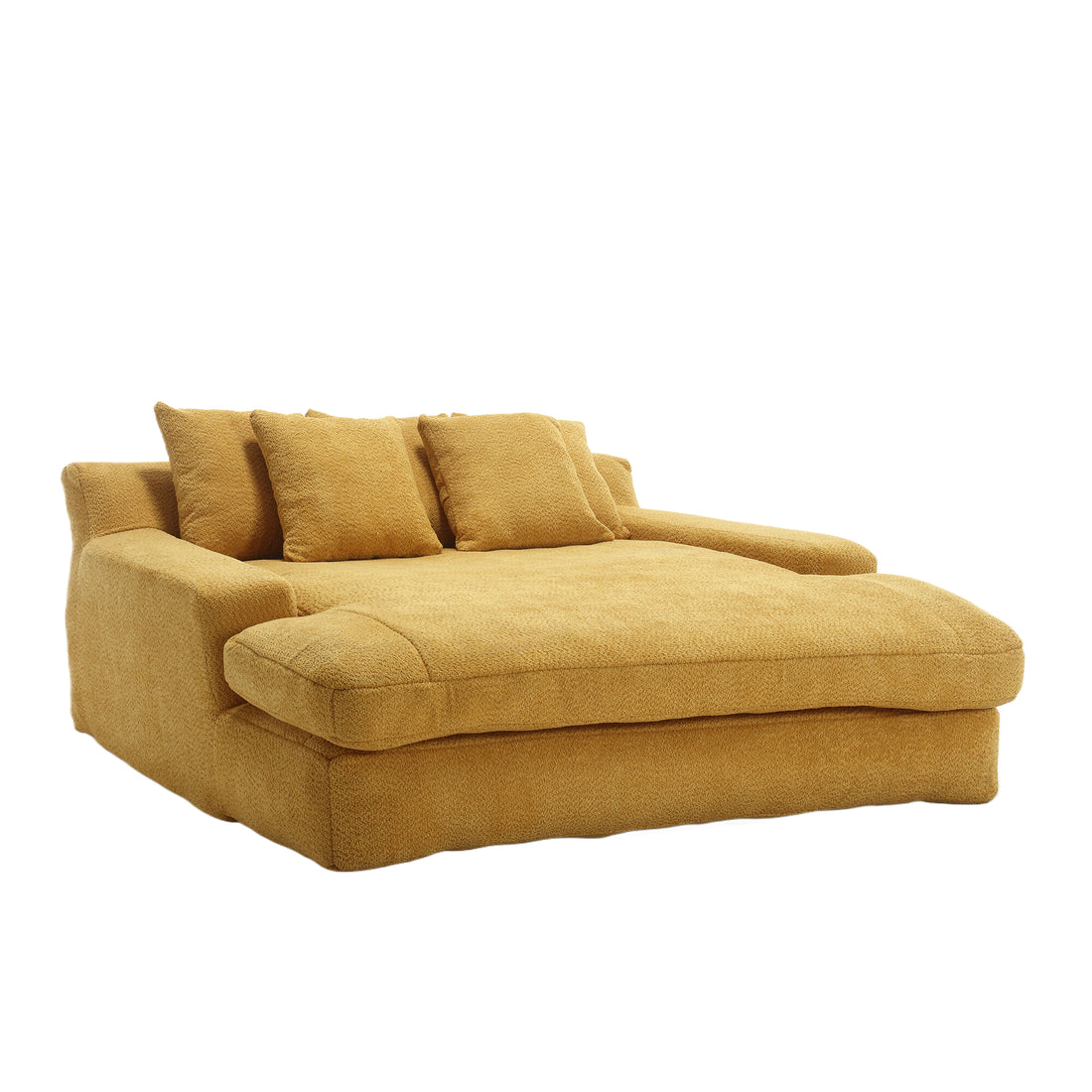 Coolmore Chenille 2 Seater Lazy Sofa With 5 Back Pillows,Comfy Sofa Deep Seat Couch For Living Room,Club Mustard Yellow Mustard Yellow Primary Living Space Modern Foam Chenille 2 Seat