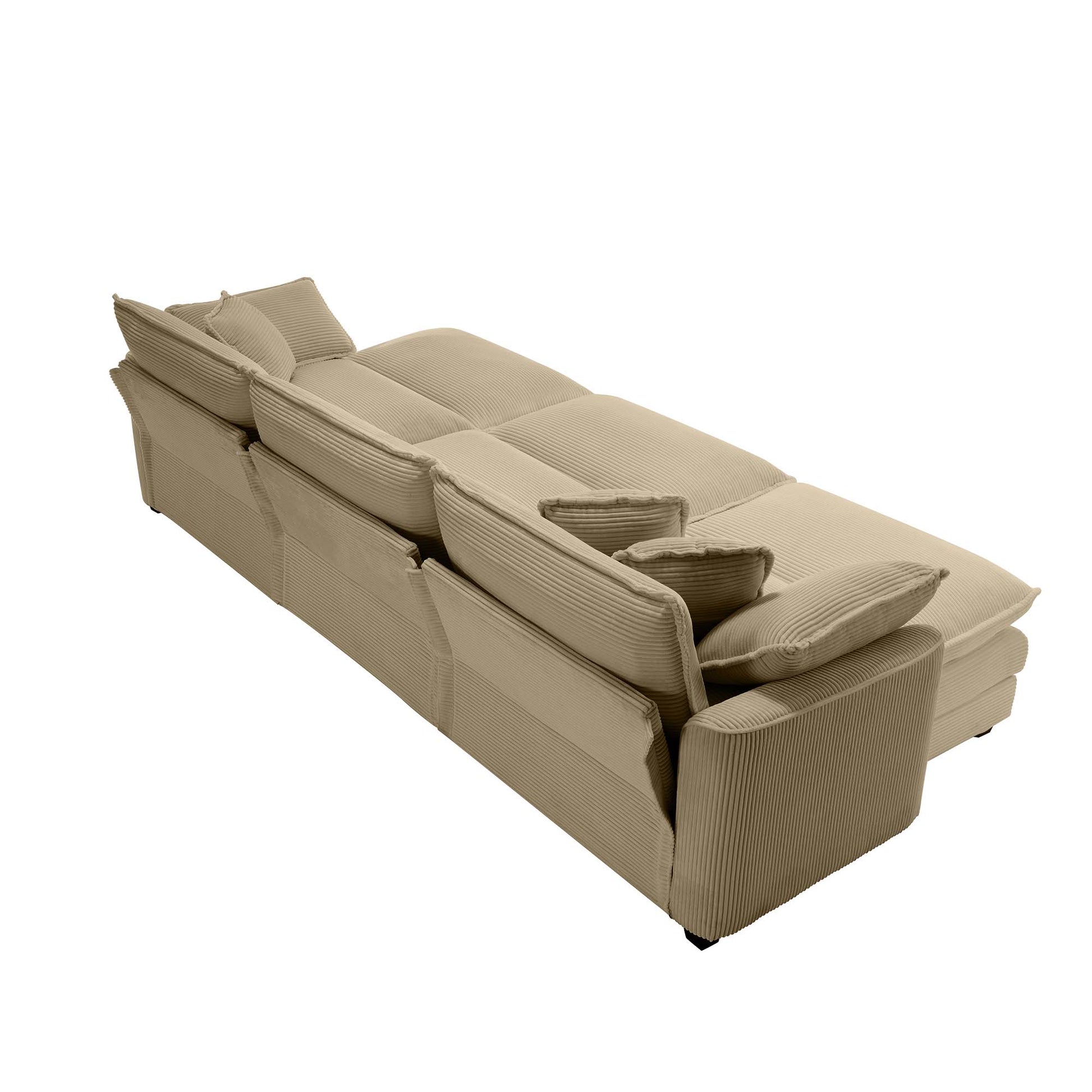 Oversized Modular Cushion Sofa, Portable Ottoman, L Shaped Corner Low Back Deep Seating Spacious Sofa Setfor Home Apartment Living Room Set, Tan Corduroy Tan Corduroy 3 Seat
