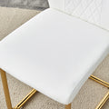 Table And Chair Set.The Table Has A Glass Tabletop With Imitation Marble Pattern Stickers And Stainless Steel Golden Table Legs. Paried With Comfortable Chairs With Pu Seats And Metal Legs. Gold Black Seats 6 Glass Metal