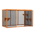 Detachable Cat Enclosure With Waterproof Roof And 3 Jumping Platforms, Orange Orange Wood