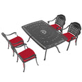 Cushions In Random Colors 5 Piece Set Of Cast Aluminum Patio Furniture With Cushions Yes Dining Set Black Seats 4 Rust Resistant Frame Water Resistant Cushion Garden & Outdoor Complete Patio Sets Aluminium