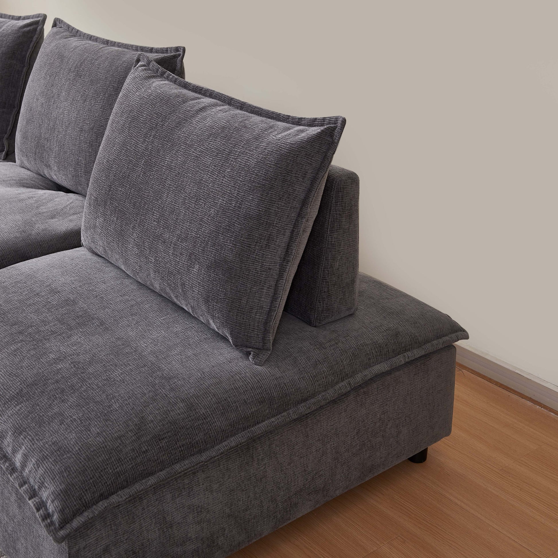 Modern Armless Accent Chair, Single Sofa Couch With Ottoman Compact Design, Space Saving Seating For Living Room, Bedroom, Apartment, Office Gray Wood Medium Soft Foam Chenille 1 Seat