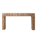 Modern Geometric Wooden Console Table Natural Wood Finish With Handcrafted 3D Design Antique Natural,Natural,Natural & Light Brown,Natural Wood,Natural Wood Wash Nature Distressed Finish Primary Living Space Powder Coated Rectangular Wood