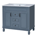 36'' Bathroom Vanity With Top Sink, Modern Bathroom Storage Cabinet With 2 Soft Closing Doors And 2 Drawers, Single Sink Bathroom Vanity Blue Bathroom Modern Solid Wood Mdf Ceramic,Solid Wood Mdf
