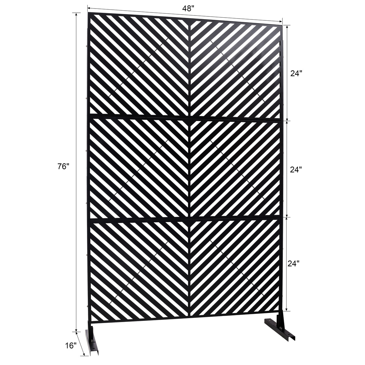 Outdoor & Indoor Privacy Screen Metal Privacy Screen 76" H 48" W, Freestanding Decorative Privacy Screen For Deck Balcony Patio, Privacy Fence Panels For Outside Lawn Garden Ps113 Black Black Steel