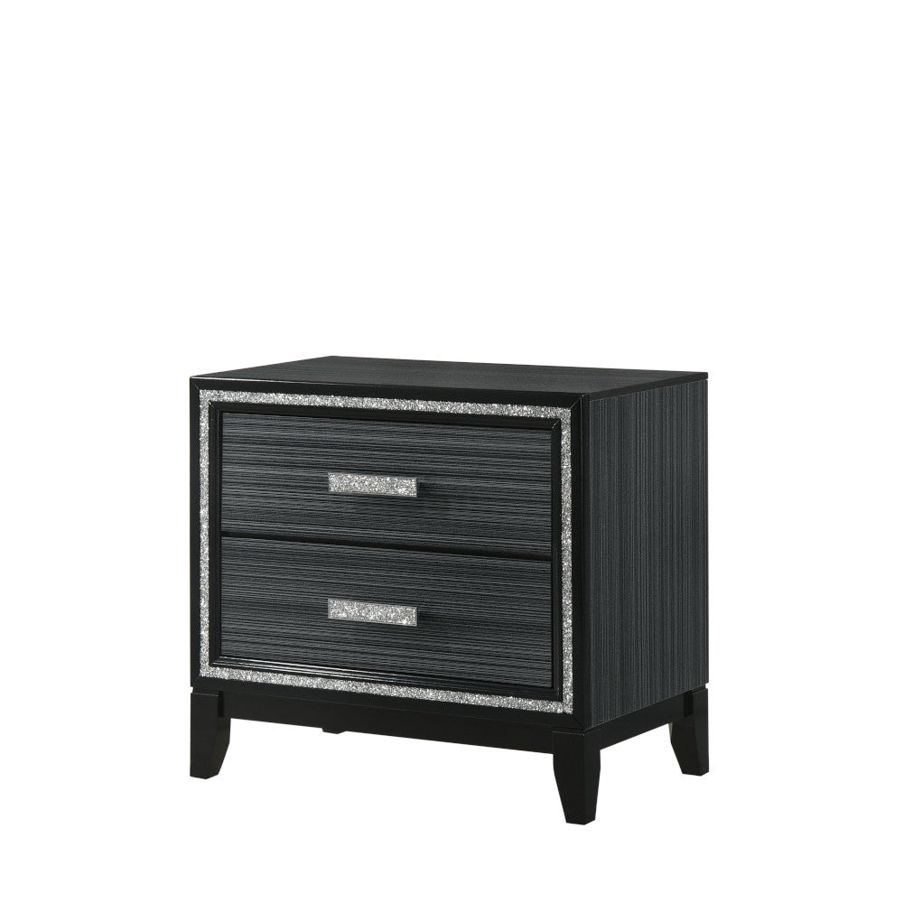Haiden Weathered Black Finish Nightstand Black Synthetic Wood