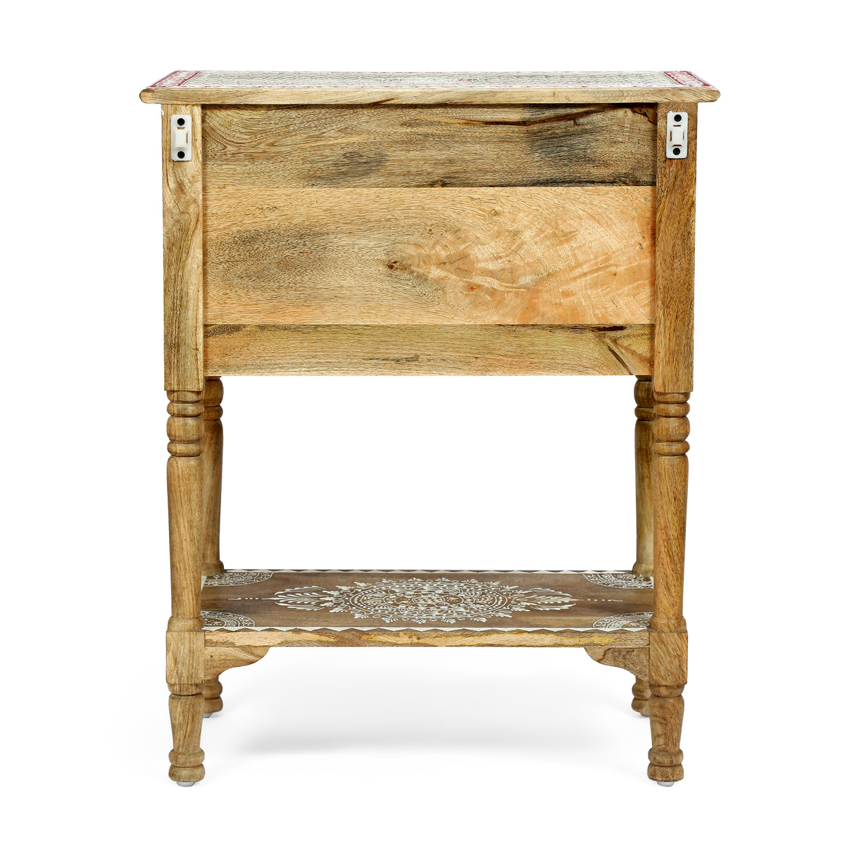 Wooden 2 Drawer End Table Natural Wood