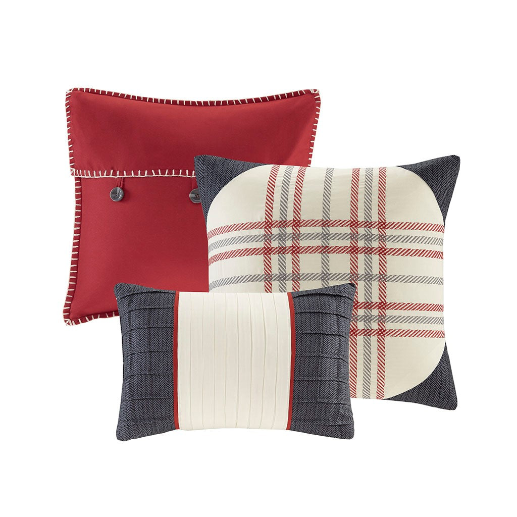 6 Piece Herringbone Duvet Cover Set Queen Multicolor Polyester