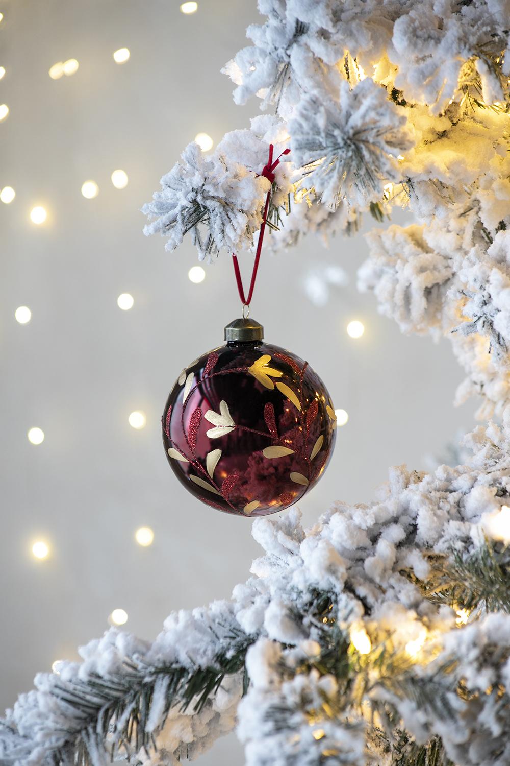 D3.9" Christmas Ball Ornaments, Glass Decorative Hanging Ball Christmas Tree Ornaments For Holiday Party Decorations, Set Of 6 Red Glass