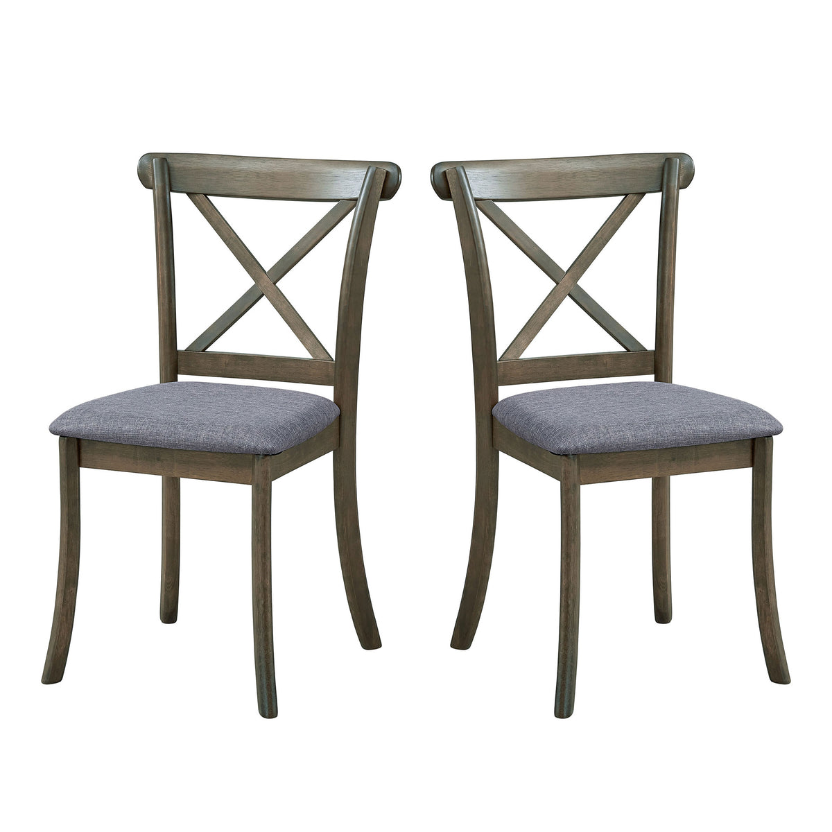 Wooden X Back Dining Chairs Set Of 2, Modern Fabric Upholstered Kitchen Side 2Pc Chairs, Cross Back Rubber Wood Farmhouse Dining Room Chair,Oak Oak Wood