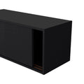 Black Floating Cabinet With Sliding Door Wall Mounted 1 2 Shelves Black Primary Living Space Sliding Doors Modern Particle Board