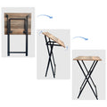No Assembly Required Tv Trays For Eating Set Of 4 With Stand,Folding Snack Tray Table Set,Folding Tv Dining Tables For Small Space Rustic Brown Particle Board