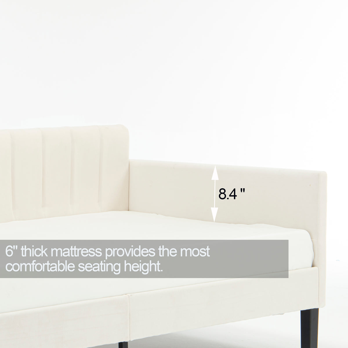 Same As B083121461 Elena Twin Size Beige Velvet Upholstered Daybed, Ribbed Tufted Backrest, Daybed In Lavish Modern Design, Richly Hued Foam Comfort Box Spring Not Required Twin Ivory Metal Bedroom Daybeds Velvet Velvet Upholstered