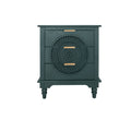 Hollow Carved 3 Drawer Dresser Storage Chest With Metal Handles For Living Room Bedroom Blackish Green American Design Mdf