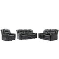 Home Theater Recliner Set Manual Recliner Chair With Wide Armrest, Two Built In Cup Holders For Living Room,Bedroom, Black Old Sku:Sg000760Aab Black Foam Pu Leather