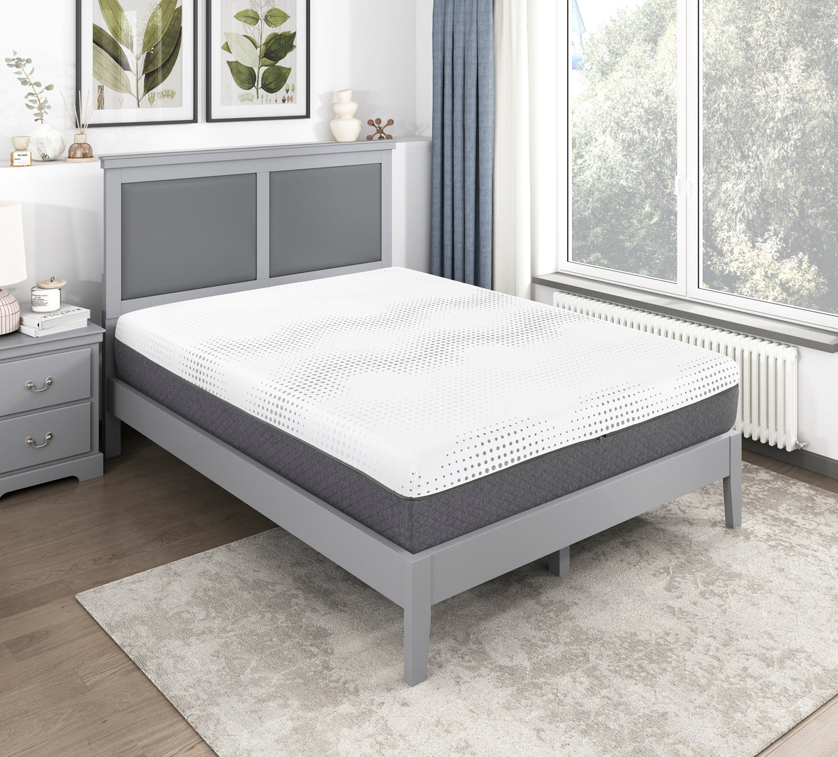 12" California King Mattress Green Tea Gel Infused Memory Foam Hybrid Mattress, Plush Foam Pocket Coils, Mattress In A Box, Comfortable Sleep Mattress White Bedroom Foam Spring California King