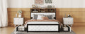 Metal Full Size Platform Bed With 4 Drawers, Upholstered Headboard And Footboard, Sockets And Usb Ports, White Full White Black Fabric Metal