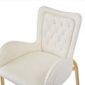 28.75Inch Counter Height Bar Stools Set Of 2, Bar Height Arm Chairs, Velvet Fabric Stools With Golden Legs And Footrests, White Solid Kitchen Tufted Back Set Of 2 Wood White Powder Coated Foam Spot