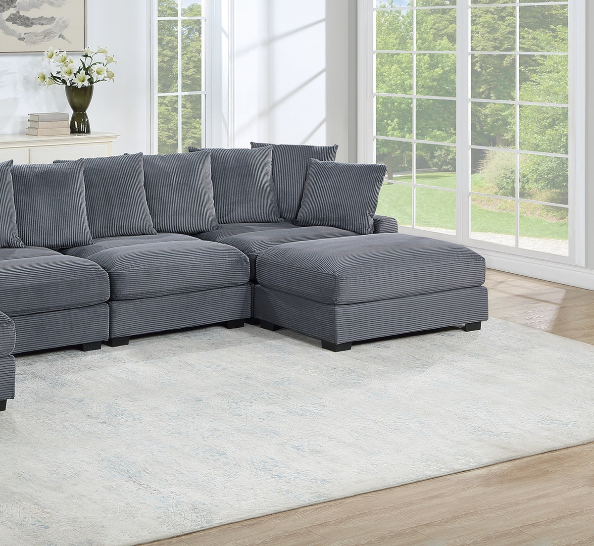 Living Room Furniture Armless Chair Dark Gray Corduroy 1Pc Armless Chair Soft Cushion Wood Legs Dark Gray Primary Living Space Contemporary,Modern Corduroy
