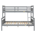 Twin Over Full Bunk Bed With Ladder, Safety Guardrail, Perfect For Bedroom, Gray Box Spring Not Required Twin Gray Wood Bedroom Bunk Pine
