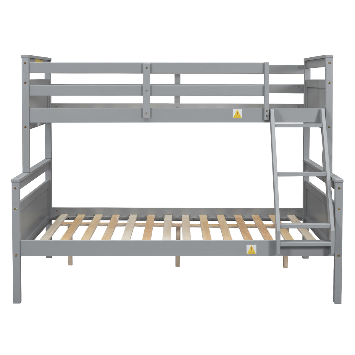 Twin Over Full Bunk Bed With Ladder, Safety Guardrail, Perfect For Bedroom, Gray Box Spring Not Required Twin Gray Wood Bedroom Bunk Pine