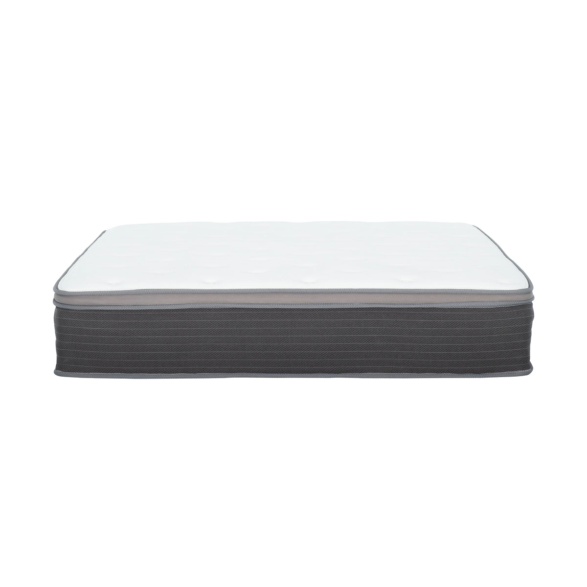 12 In. Twin Size Pocket Spring Hybrid Mattress In A Box, Plush Euro Top Gel Memory Foam Mattress, White Gray Grey White Bedroom Modern Memory Foam Fabric Twin
