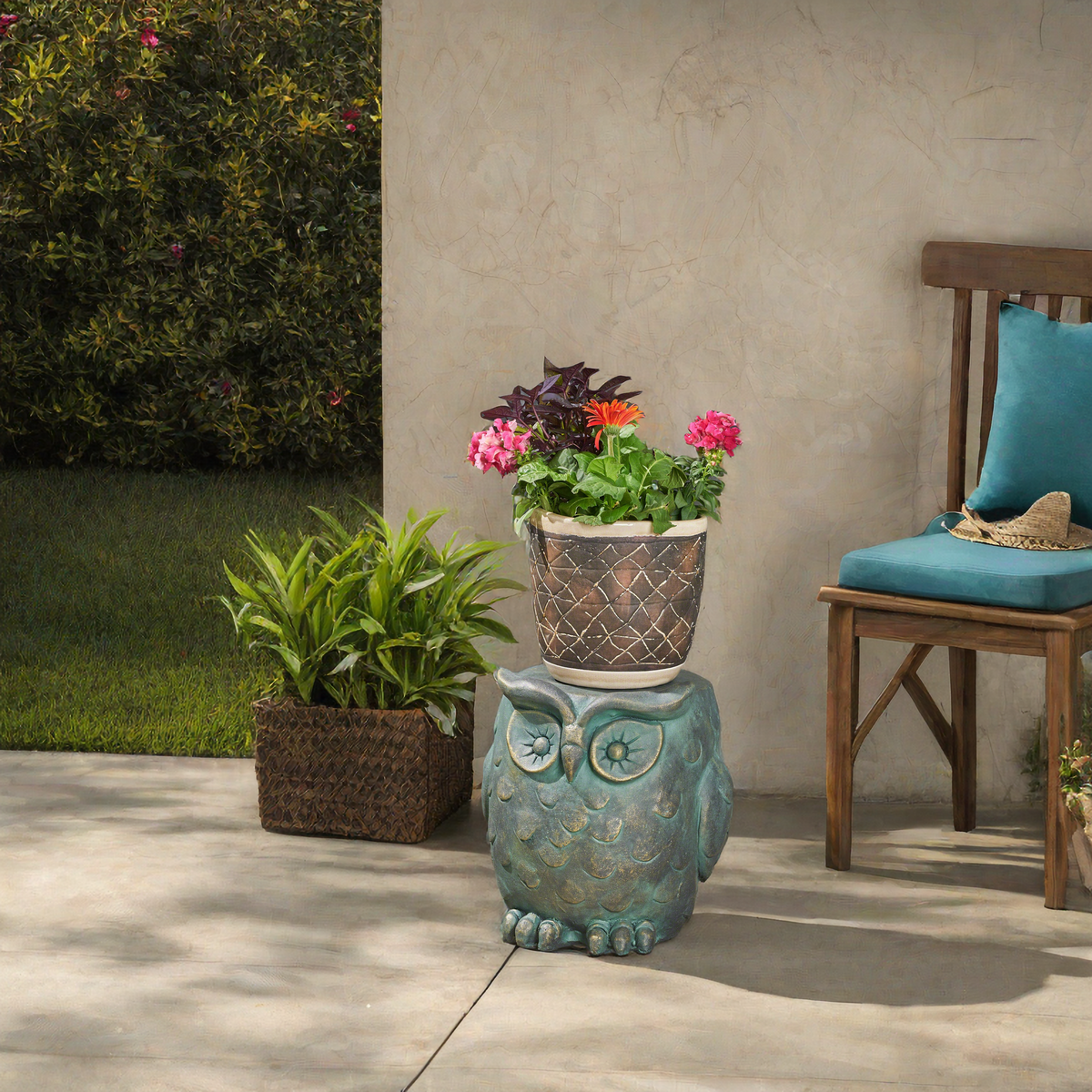 Owl Garden Stool Lots Of Scene Pictures Antique Green Magnesium Oxide