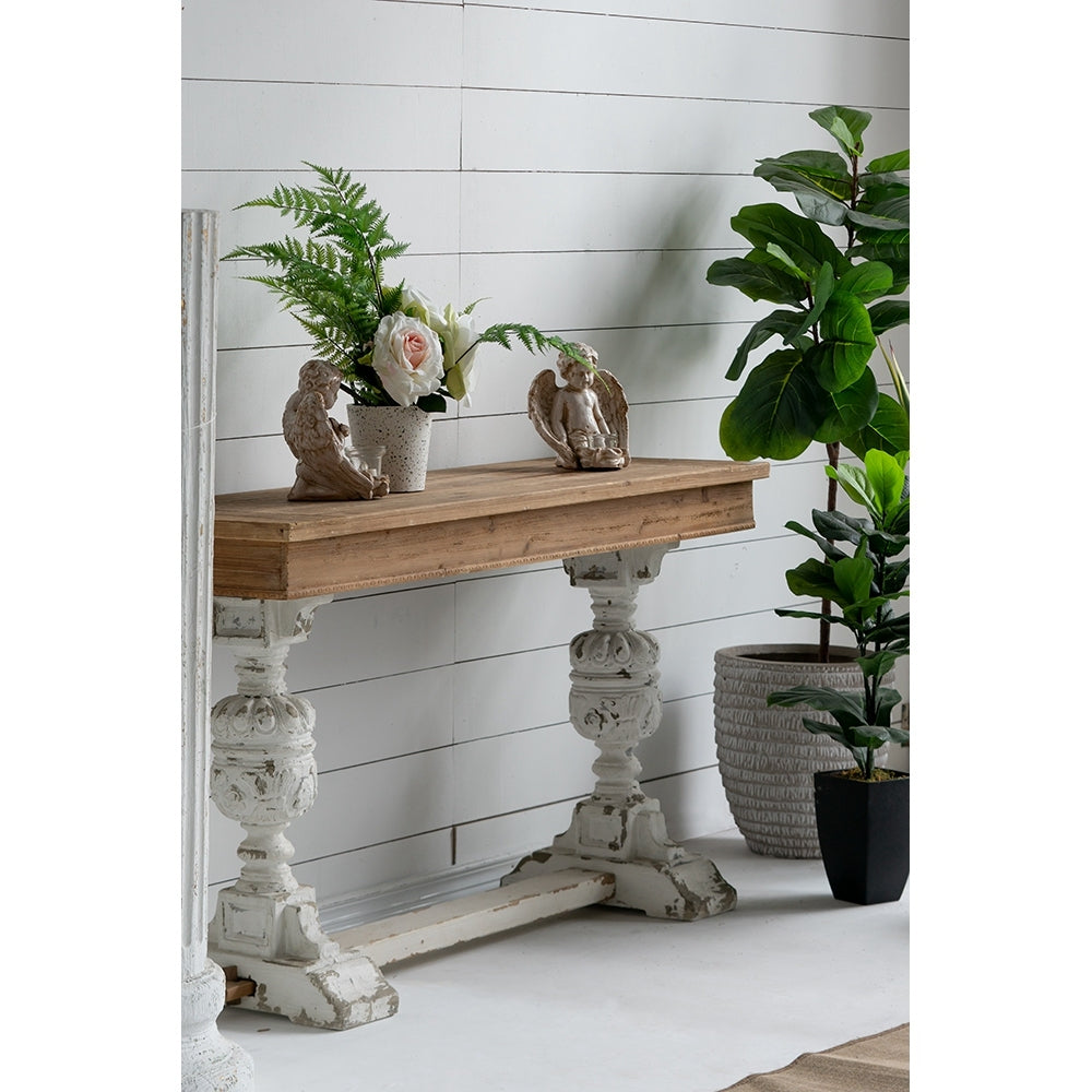 59X18X32" Alcott Buffet Table Brown Antique White Boho,European,Farmhouse,French Country,Rustic Solid Wood Mdf