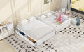 Full Size Wood Daybed With Fence Guardrails And 2 Drawers, Split Into Independent Floor Bed & Daybed, White Old Sku :Lp000882Aak Full White Solid Wood Mdf