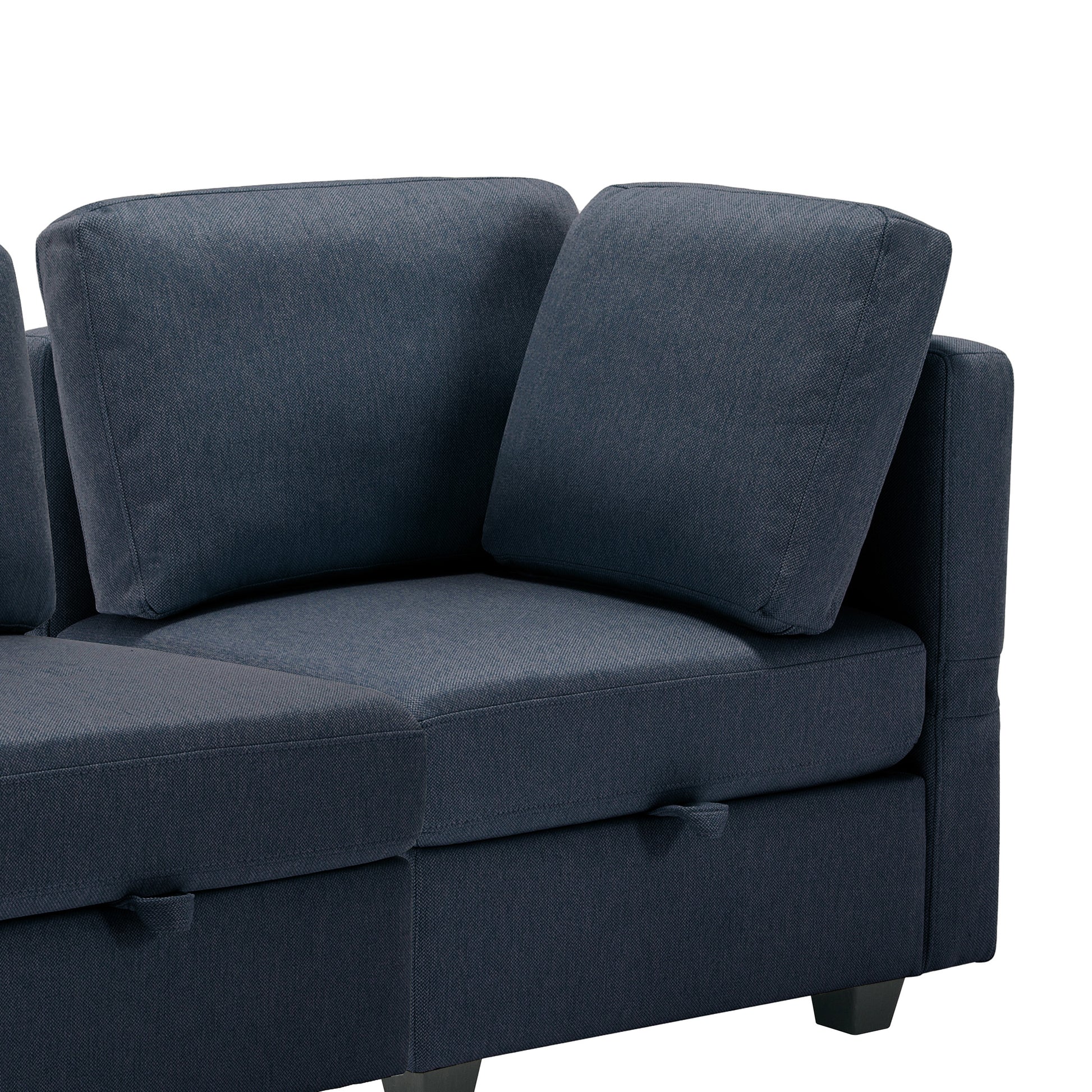 Adjustable Arms And Backs Sectional Sofa, Modern Sectional Couch U Shaped Sofa Couch With Storage Ottoman, Sofa With Convertible Chaise Blue Blue Polyester 4 Seat