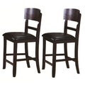 Counter Height Chair Withseating, Set Of 2, Brown Brown Wood Fabric