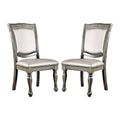 Set Of 2Upholstered Side Chairs In Gray And Silver Solid Grey Silver Dining Room Rectangular Transitional Dining Chairs Set Of 2 Solid Wood Mdf