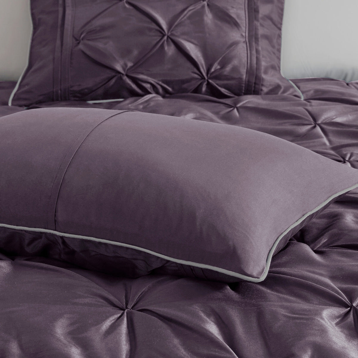 7 Piece Tufted Comforter Set Plum Cal King California King Plum Polyester