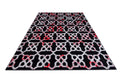 Jersey Area Rugs, Carpets For Livingroom, 7X10 Area Rugs ,3989 Black Red Rectangle 8&10 Black Red Contemporary Abstract Polypropylene