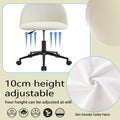 White Boucle Office Chair Desk Chair, Mid Back Adjustable Swivel Computer Chair With Black Legsmodern Upholstered Desk Chair With Wheels White Black Foam Polyester Blend