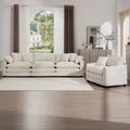 Mid Century Modern Set Of 2 Sofas With One 3 Seater Sofa And One Single Accent Chair, Light Beige Corduroy Fabric Beige Corduroy 4 Seat