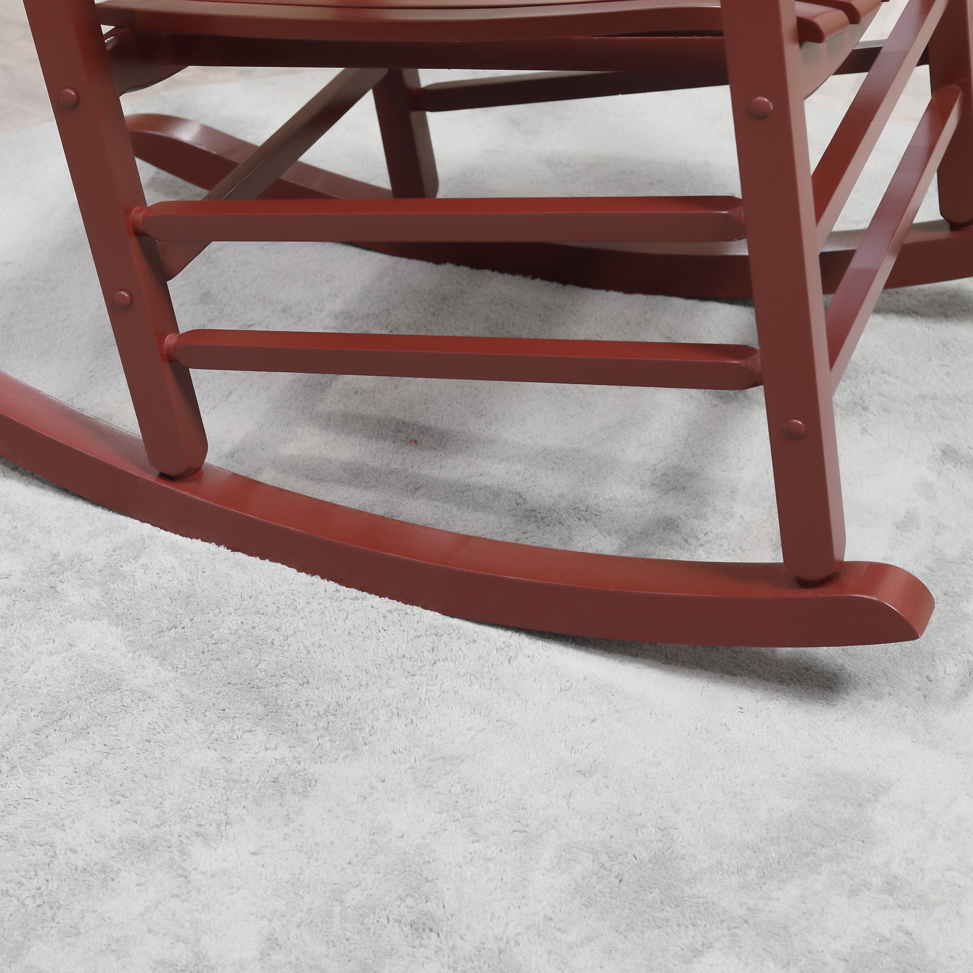 Outsunny Outdoor Rocking Chair, Patio Wooden Rocking Chair With Smooth Armrests, High Back For Garden, Balcony, Porch, Supports Up To 352 Lbs., Wine Red Wine Red Wood