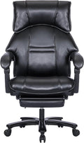 500Lbs Big And Tall Office Chair Wide Seat For Heavy People With Quiet Wheels Heavy Duty Metal Base High Back Larger Size Pu Leather Executive Office Chair With Footrest Back Reclining Alloy Steel Black Foam Faux Leather
