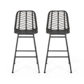 Sawtelle Outdoor Wicker Barstools Set Of 2 Grey Rattan