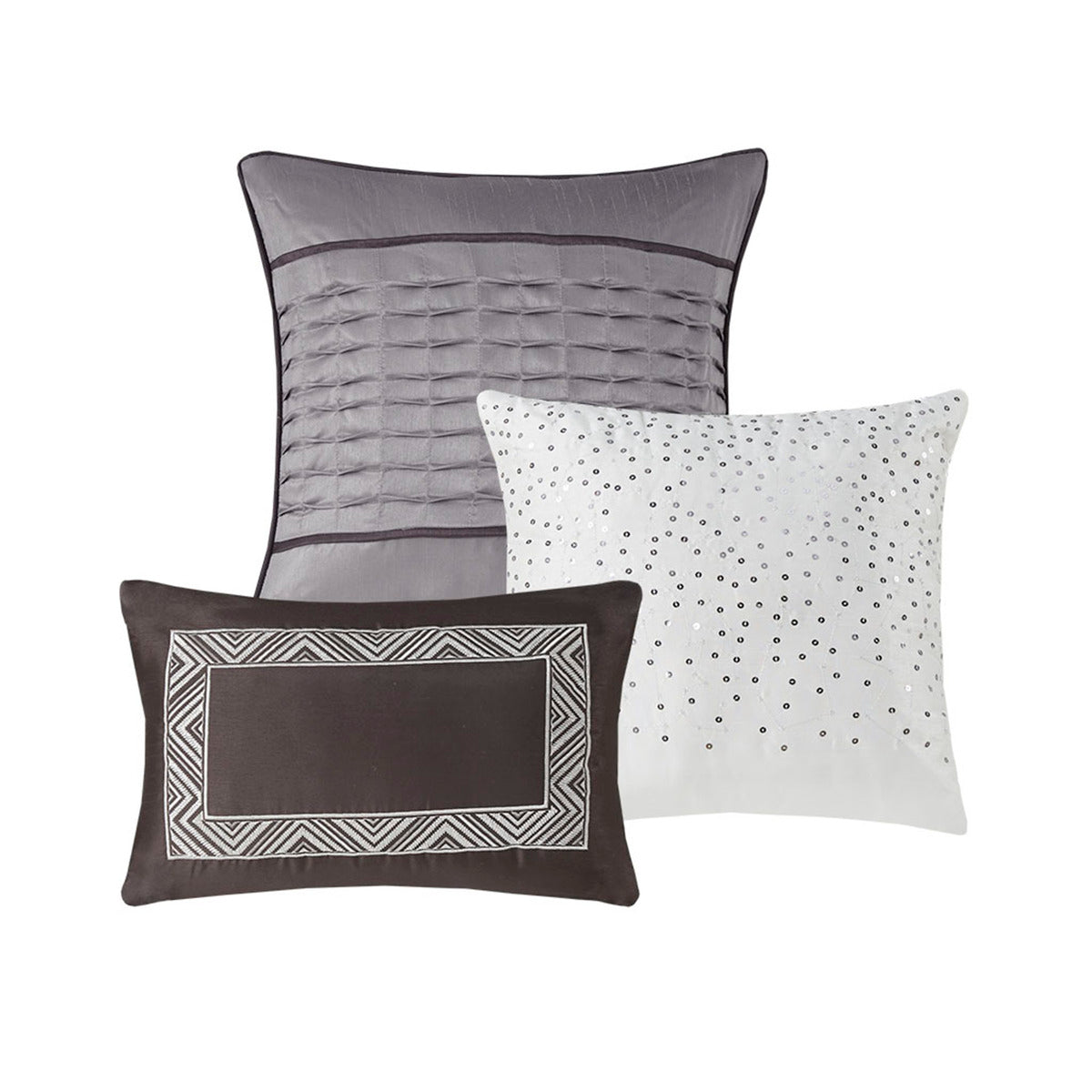 7 Piece Jacquard Comforter Set Grey Taupe Queen Queen Grey Taupe Polyester