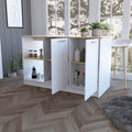 Mercury Kitchen Island With Spacious Countertop, Double Door Cabinets, And 2 Open Storage Shelves Multi Kitchen Modern Rectangular Stationary Kitchen Islands Melamine Particle Board Large 56 In