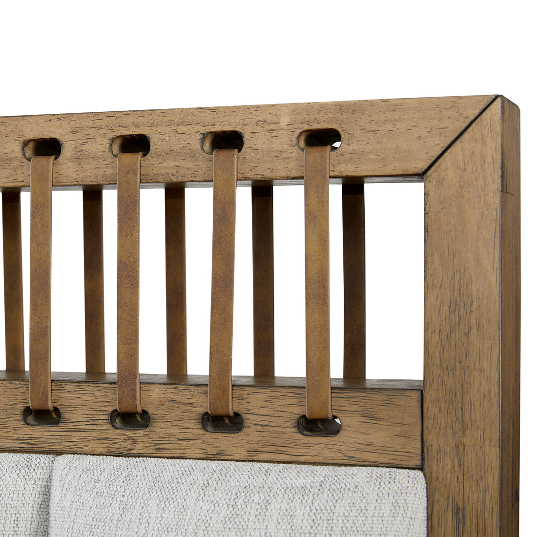 King Upholstered And Strap Panel Bed King Light Brown Solid Wood Mdf