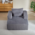 62.5 Inch Corduroy Sponge Sofa Lounge Chair,No Assembly Required,Fluffy Modern Sleeper Chair For Indoor Living Room Bedroom Grey Foam Corduroy 1 Seat