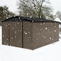 Metal Garden Sheds 10Ftx12Ft Outdoor Brown Black Black Brown Metal